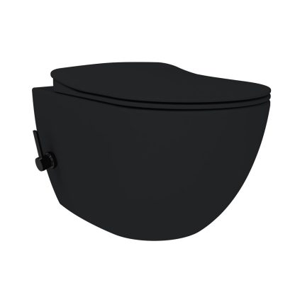 Creavit Rim-Off Ophang WC met Bril met Bidet Warm/Koud water - Mat Zwart