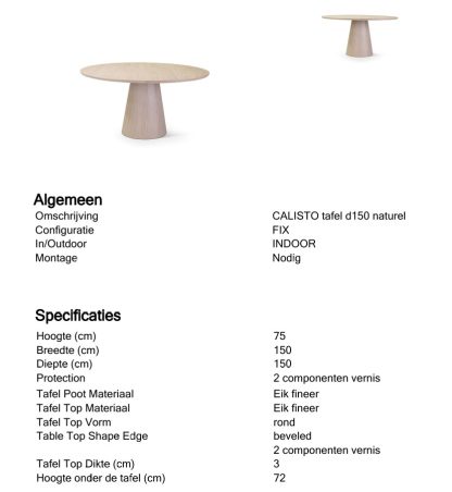 Eettafel Calisto Rond 150 - Afbeelding 5