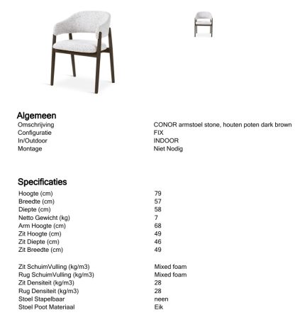 Stoel Conor Naturel | Donkerbruin - Afbeelding 6