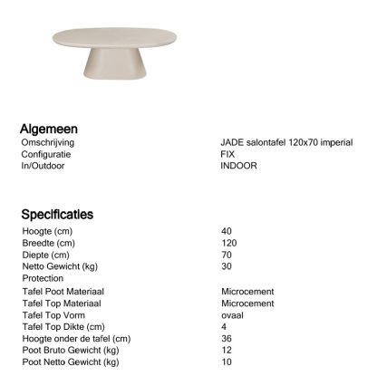 Salontafel Jade 120 x 70 Snow / Imperial - Afbeelding 4