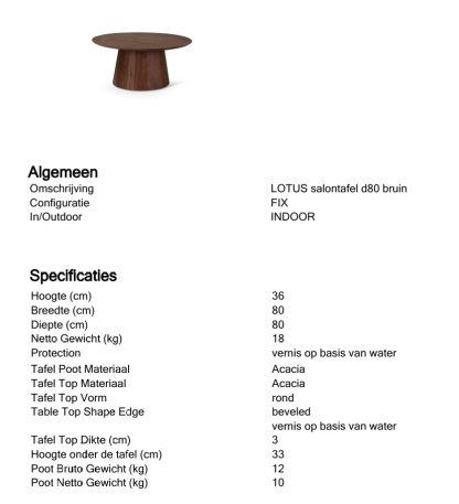 Salontafel Lotus Bruin / Zwart - Afbeelding 5